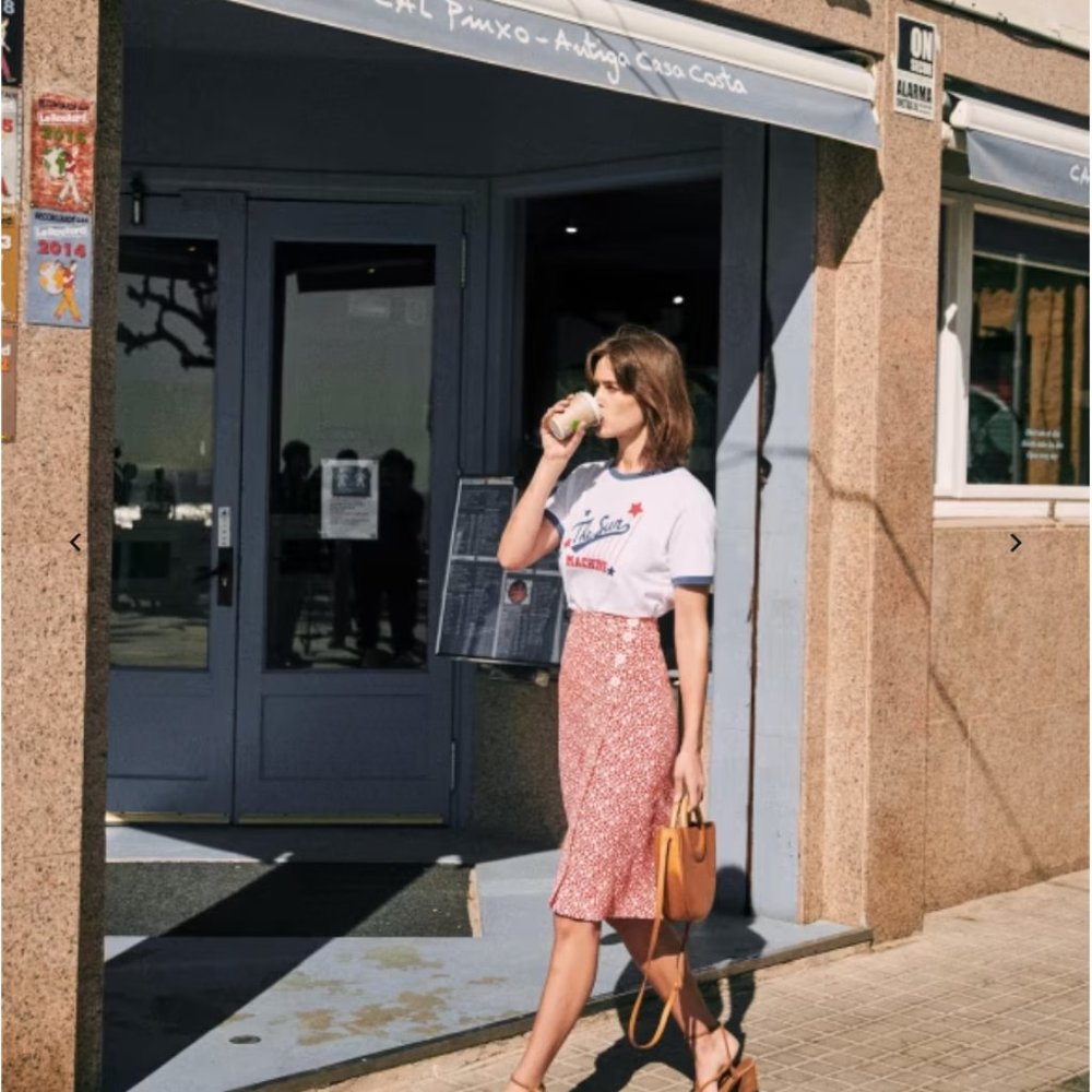 Sezane Maisie midi wrap skirt — ditsy floral pattern